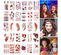 20 fogli cicatrici Halloween,ferite Halloween,tatuaggio Halloween,cicatrici temporanee,tatuaggi adesivi,sangue zombie per graffi,trucco carnevale,oggetti scena spaventosi per il trucco,cosplay