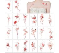 20 Fogli Di Tatuaggi Temporanei A Forma Di Farfalla Rossa Per Donne, Stile Vintage Sexy, Adesivi Per Body Art Finti, Impermeabili E Di Lunga Durata.