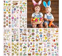 20 fogli di tatuaggio di Pasqua per bambini, adesivi pasquali, Pasqua, tatuaggi temporanei con uova di Pasqua, coniglietto pasquale, pulcini, regalo di Pasqua per bambini, ragazzi e ragazze, regalo di