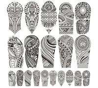 20 Fogli Impermeabile Tatuaggi Finti Stickers Tattoo Temporanei Tatuaggio Finto Neri Rimovibili Tribal Maori Tatuaggi Temporanei Da Uomo e Da Donna Per Adulti Tatuaggio Trasferelli Adulti Per Braccio