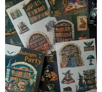 20 fogli Scrapbook Stickers Accessori per Bullet Journal,Adesivi Gotic Hexen a tema Halloween per decorazioni,journaling, album fotografici, blocchi note,computer,scrapbooking(Gothic Library)