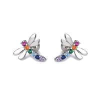 20 g libellula CZ arcobaleno colorato minimalista vero argento Sterling 925 piccoli orecchini a perno per cartilagine per donne adolescenti ragazze delicato piccolo semplice Huggie Piercing Post