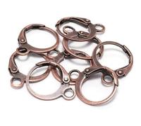 20 ganci per orecchini in rame, 14 × 12 mm, in rame rosso, rotondi, a leva, ganci per orecchini a cerchio con base in filo, per progetti fai da te, creazione di gioielli, risultati di gioielli