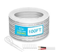 20 Gauge Wire 2 Conductor Electrical Wire, White 20 AWG Stranded PVC Cord, 12 V Low Voltage CCA Flessibile Cable for Automotive Wiring, Lamp Cord, Strip Lighting, Marine Cable 12 V 24 V (31 m)