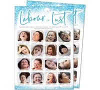 20 giochi per baby shower Labour or Lust, effetto glitter blu per ragazzi (20 biglietti ospiti + 1 carta di risposte per l'ospite)