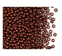 20 gr (circa 2600 pezzi) vetro ceco Perline, dimensione 11/0 (2,2 mm) 2,0 mm, foro rotondo, colore: rame