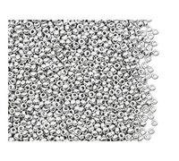 20 gr (circa 2600 pezzi) vetro ceco Perline Preciosa, misura 11/0 (2,0 mm - 2,2 mm), foro rotondo, colore: Silver Aluminum