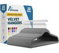 20 grucce in velluto antiscivolo per vestiti, resistenti, con gancio girevole a 360° (grigio)