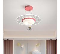 20 inch Astronaut Boy Girls Bedroom 37W Dimmable LED Ceiling Light Blue Pink Boutique Decorat Round Hanging Pendant Chandelier for Nursery Kindergarten