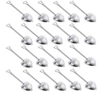 20 infusori per tè a forma di cuore, in acciaio inox, con impugnatura lunga, a rete, riutilizzabili, con chiusura a scatto, per foglie di tè sfuse, spezie e aromi di erbe, 14 x 4 cm