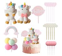 20 inserti per torta con cavalli arcobaleno, decorazione per torta di compleanno, riutilizzabili, per ragazze e ragazzi (rosa)