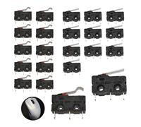 20 interruttori di fine corsa in miniatura a leva a 3 pin 5A 125/250V, interruttori SPDT per apparecchiature elettroniche, 10 leve dritte e 10 leva curva modello KW11-3Z