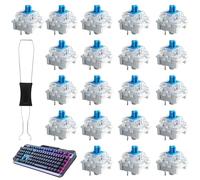 20 interruttori trasparenti ad asse blu con tiratore, switch, tastiera, per tastiera da gioco e accessori PC, accessori per tastiera da gioco e ufficio