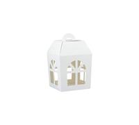 20 lanterne scatole bomboniere cartone pieghevole bianco 10x10x13 cm