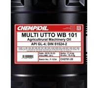 20 Litri CHEMPIOIL CH Multi UTTO WB 101 Olio Motore API GL-4 DIN 51524-2