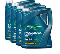 20 Litro MANNOL Molibden Ultra 5W-30 olio motore 7916 Api Sq Acea C2 C3 GM Dexos