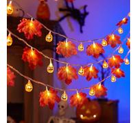 20 luci a LED a forma di zucca e foglia d'acero con scatola della batteria per decorazioni autunnali per le vacanze, per Halloween e Ringraziamento (3 metri20 luci (3) mini)
