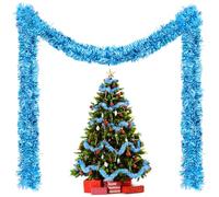 20 m Pack of 10 tinsel albero di Natale, tinsel blu chiaro, ghirlanda di Natale, decorazione natalizia, ghirlanda di tinsel per tende, camere, feste, decorazioni natalizie