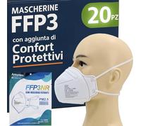 20 Mascherine FFP3 Certificate CE, Mascherina 5 Strati Senza Valvola, Maschera Facciale Protezione da Polvere e Antiparticolato, Face Mask Protettiva con Alta Efficienza di Filtraggio BFE≥99, 20 Pezzi