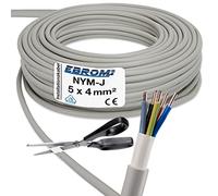 20 meter cavo per installazione NYM-J 5 X 4 mm² - Plastica Installazione linea - 20 m - PVC - Grigio