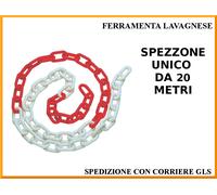20 Metri Catena segnaletica in plastica per aree riservate Ø 8 mm rossa bianca