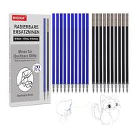20 mine di ricambio cancellabili, compatibili con legame, Bee & Milano, punta da 0,7 mm, ricarica per penne cancellabili (10 blu, 10 nero)