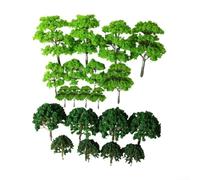 20 mini alberi in miniatura, alberi artificiali di dimensioni miste, display orizzontale in scala HO per decorare la strada della tavola della sabbia del modello di costruzione