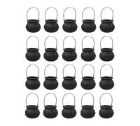 20 mini ciotole in plastica per calderone con manico, per Halloween, streghe, caramelle, per bambini, colore nero, portatile, per bomboniere, dolcetto o scherzetto, decorazione da tavolo di Halloween