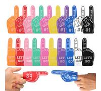 20 Mini Dita in Schiuma, Dita Schiuma Multicolore #1 Ispirazione per Tifosi Sportivi in Schiuma per Dita Atmosfera per Foto, per Feste a Tema Sportivo, Basket, Baseball, Squadra di Calcio