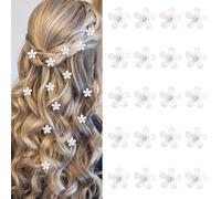 20 mini fermagli per capelli a forma di fiore con strass bianchi, accessori per capelli da sposa per matrimoni, graziose mollette per capelli per donne e ragazze