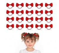 20 mini fiocchi elastici per capelli in tinta unita, per bambine, per la scuola e l'uso quotidiano (rosso)