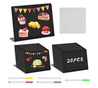20 mini lavagne con 5 gessetti, piccole lavagne per scrivere segnaposto per buffet, matrimoni, feste, cartellini dei prezzi, caffè, 7,5 x 10 cm