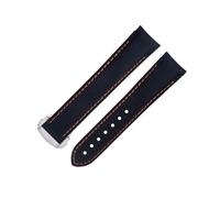 20 mm Black Orange Line arancione ad alta densità Nylon Cowhide Watchnds Curved End Watch Band , per Seamaster 300 Planet Ocean de Ville , per cinturino Omega a150 , per Speedmaster Serie Sostituisci