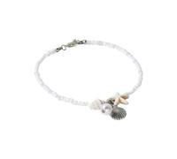 20 Mm Uhrenarmband Für Herren natürliches und Muschel-Fußkettchen, modisches handgewebtes blaues Perlen- und Reisperlen-Armband, Armband und Fußkettchen, verstellbar Uhr Gt 2 Lederband (E, One Size)