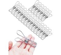 20 mollette in metallo resistenti, 8 cm, multiuso, da viaggio all'aperto, mollette per bucato, grandi clip per bucato in acciaio inox, per appendere vestiti e pacchetti di cibo