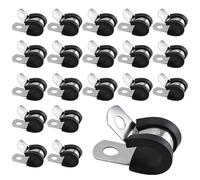 20 morsetti a forma di R imbottiti in acciaio inossidabile, clip a P rivestite in gomma, fascette per tubi da 10 mm, morsetti per tubi di montaggio per cavi, cavi, fili, tubi (10 mm)