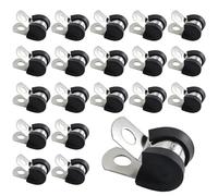 20 morsetti a forma di R imbottiti in gomma in acciaio inossidabile, clip a P rivestite in gomma, fascette per tubi da 8 mm, morsetti per tubi di montaggio per cavi, cavi, fili, tubi (8 mm)