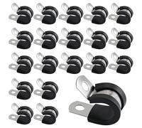 20 morsetti a forma di R imbottiti in gomma in acciaio inossidabile, clip a P rivestite in gomma, morsetti per tubi da 12 mm, morsetti per tubi di montaggio per cavi, cavi, fili, tubi (12 mm)