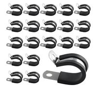 20 morsetti a forma di R imbottiti in gomma in acciaio inossidabile, clip a P rivestite in gomma, morsetti per tubi da 20 mm, morsetti per tubi di montaggio per cavi, cavi, fili, tubi (20 mm)