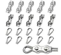 20 morsetti per cavi metallici M3, acciaio inossidabile 304 Morsetto per cavi con 10 morsetti per cavi metallici e 10 redance per cavi metallici per stendibiancheria
