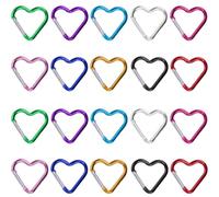 20 moschettoni a forma di cuore, 44 x 40 mm, moschettone a cuore, moschettone colorato, moschettone colorato, moschettone a forma di cuore, moschettone in alluminio
