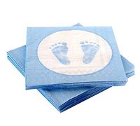 20 Napkins Baby Feet Footprint Light Blue Christening Birth Boy Baby Shower