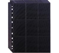 20 Pack 360 Tasche Nero Trading Card Maniche Fogli Raccoglitore, Doppia Faccia Addensare Maniche di Carte da Gioco per 2/3/4 Anello Raccoglitore, 9 Tasca Laterale Caricamento Pagina Protettore 11Fori