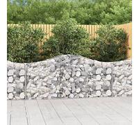 20 Pack Arc Gabion Baskets 200x30x80/100 cm Galvanized Steel Wire Mesh for Garden Decorative Windbreak and Noise Reduction Wall, Heavy Duty Rustproof Landscape Stone Cage with Reinforced Hooks