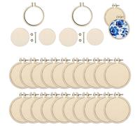 20 Pack Cestelli Per Ricamo In Legno Rotondi Espositore