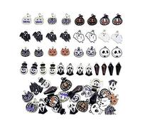 20-Pack Halloween Charm Pendants Assorted Gold Plated Black Enamel Pumpkin Ghosts, Random Styles