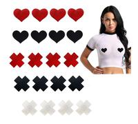 20 paia Copricapezzoli Adesivi in Forma di Cuore e Croce, Copricapezzoli adesivi donna forma cuore invisibili sottili nero rosso cerotti capezzoli traspiranti usa e getta per scollati feste sport mare