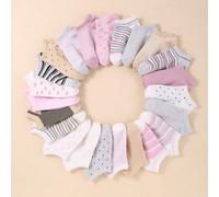 20 paia di calzini casuali per bambini, a righe, tinta unita, a pois, adatti per la vita quotidiana/abbigliamento, adatti per tutte le stagioni, morbidi, traspiranti, confortevoli, per bambini e bambi