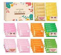20 paia di cuscinetti per occhi e 20 paia di maschere per labbra, set di | Set regalo di bellezza da donna, confezionati singolarmente, patch per la cura delle labbra, idratante per la zona degli