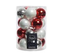 20 palle di natale in vetro rosse miste